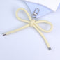 Colorful PU Leather Bow Keychain with Silver Tone Metal 3pcs 17