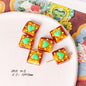 Lampwork Glass Beads Square 15mm Hand Painted Dotted Heart 10pcs 13