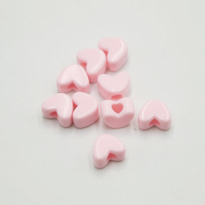 Macaron Colored Heart Acrylic Beads 12mm Large Hole Pastel 100pcs 3