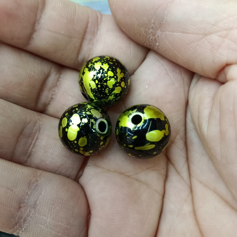 Dark Tone Spray Ink Acrylic Beads 16mm Glossy Splatter Pattern 100pcs 11