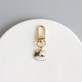 Cartoon Cat Head Keychain Zinc Alloy Enamel Gold Tone 5
