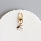 Cartoon Cat Head Keychain Zinc Alloy Enamel Gold Tone 5