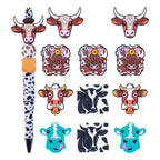 Silicone Focal Beads Farm Highland Cattle Square Cow Surprised Expression 20pcs