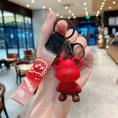 Colorful Resin Bear Couple Keychain Vibrant Gradient Hues 7