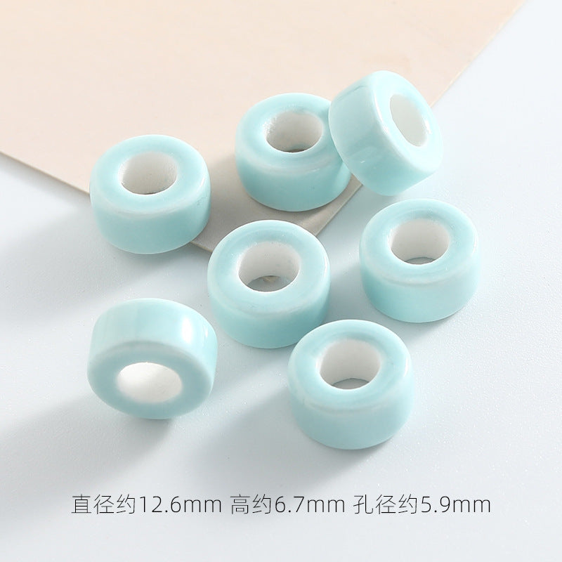 Ceramic Round Spacer Beads 12mm Candy Color Large Hole 50pcs 13