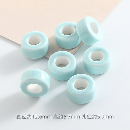 Ceramic Round Spacer Beads 12mm Candy Color Large Hole 50pcs 13