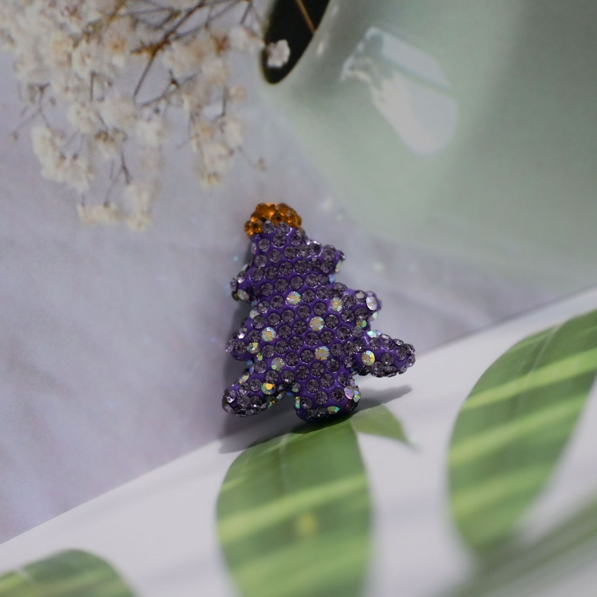 Polymer Clay Christmas Tree Rhinestone Beads 30mm Festive Holiday 10pcs 9