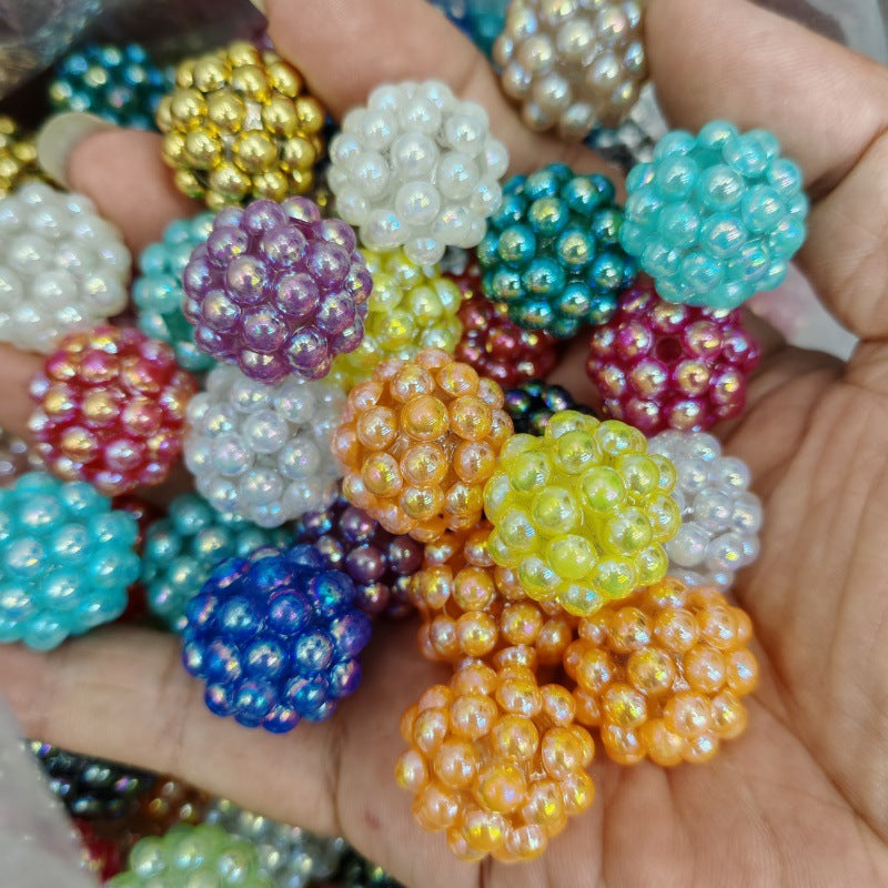 Plated Bubblegum Beads 20mm Waxberry Pearlescent Clustered 50pcs