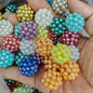 Plated Bubblegum Beads 20mm Waxberry Pearlescent Clustered 50pcs