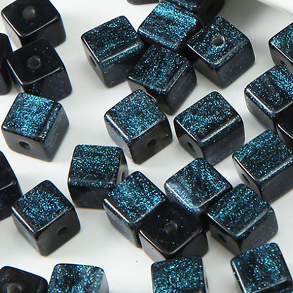 Opal Glitter Square Resin Beads 8mm Pearlescent Shimmer 10pcs 8