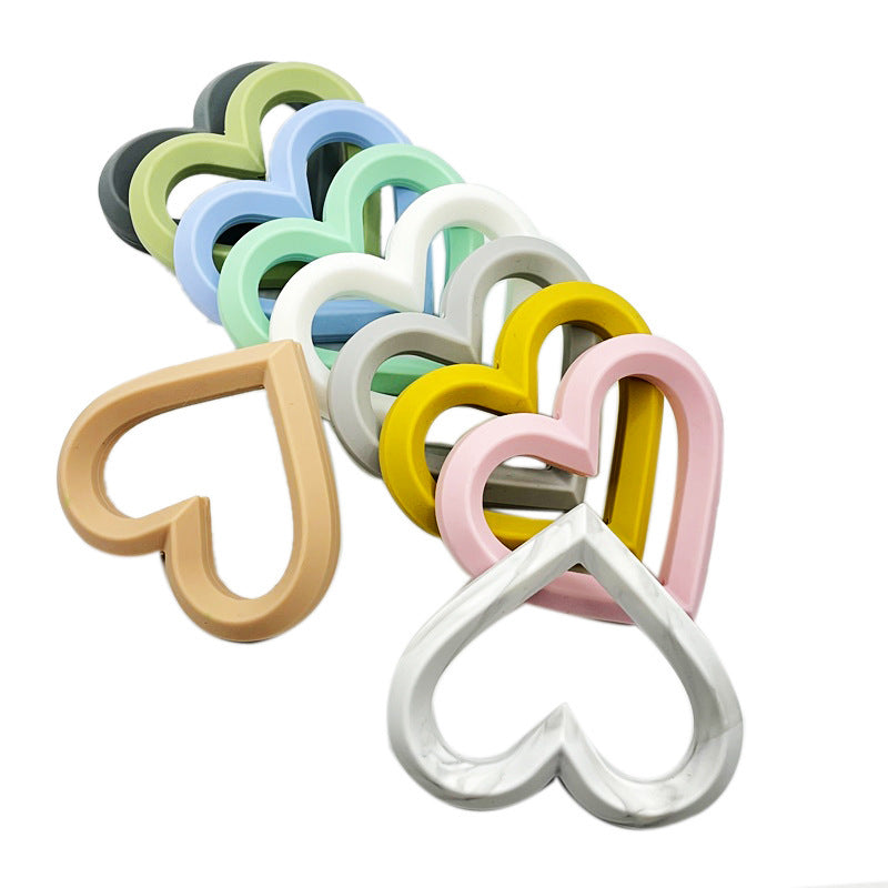 Heart 80mm Silicone Beads Solid Colors Matte Finish 3pcs 2