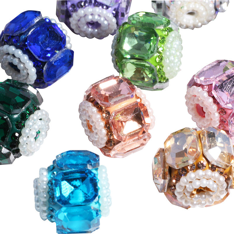 Faceted Crystal Barrel Rhinestone Beads 19mm Polymer Clay Base 5pcs 5