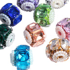 Faceted Crystal Barrel Rhinestone Beads 19mm Polymer Clay Base 5pcs 5