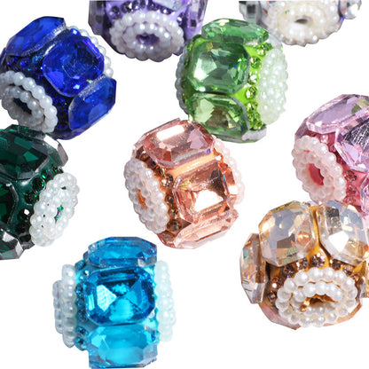 Faceted Crystal Barrel Rhinestone Beads 19mm Polymer Clay Base 5pcs 5