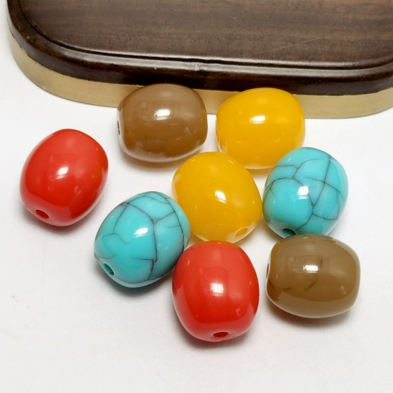 Imitation Turquoise Chunky Bucket Resin Beads 14mm Mixed Colors 40pcs