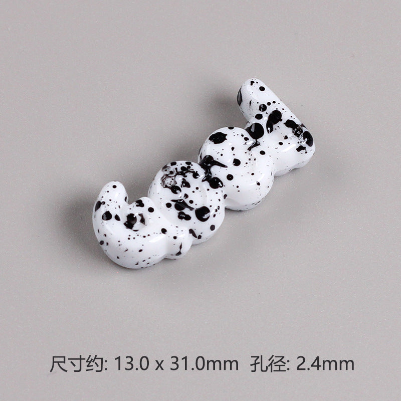 Painted Plate Acrylic Beads 31mm Splash Ink Good Word 20pcs 5