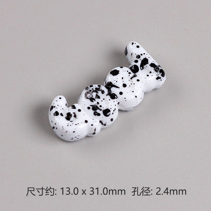 Painted Plate Acrylic Beads 31mm Splash Ink Good Word 20pcs 5