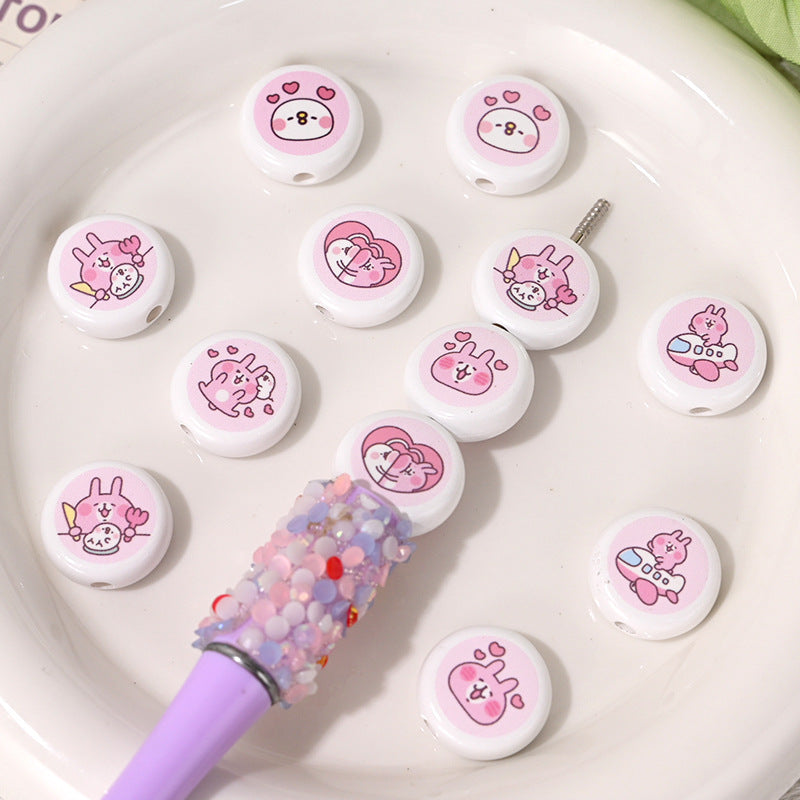 Double-Sided Flat Bunny Acrylic Beads 18mm Pink 10pcs 6