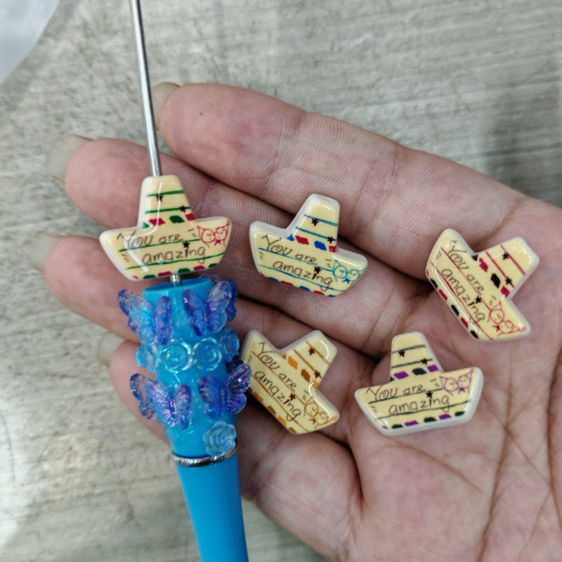 Painted Boat Acrylic Beads 22mm You Are Amazing Script 100pcs