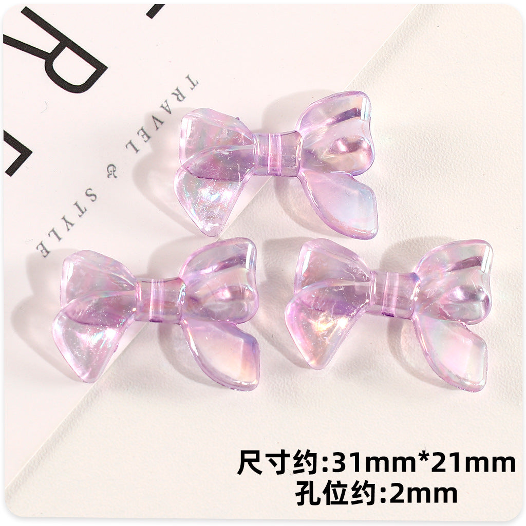 Transparent Bow Acrylic Beads 31mm AB Colored Plating 1pc 14