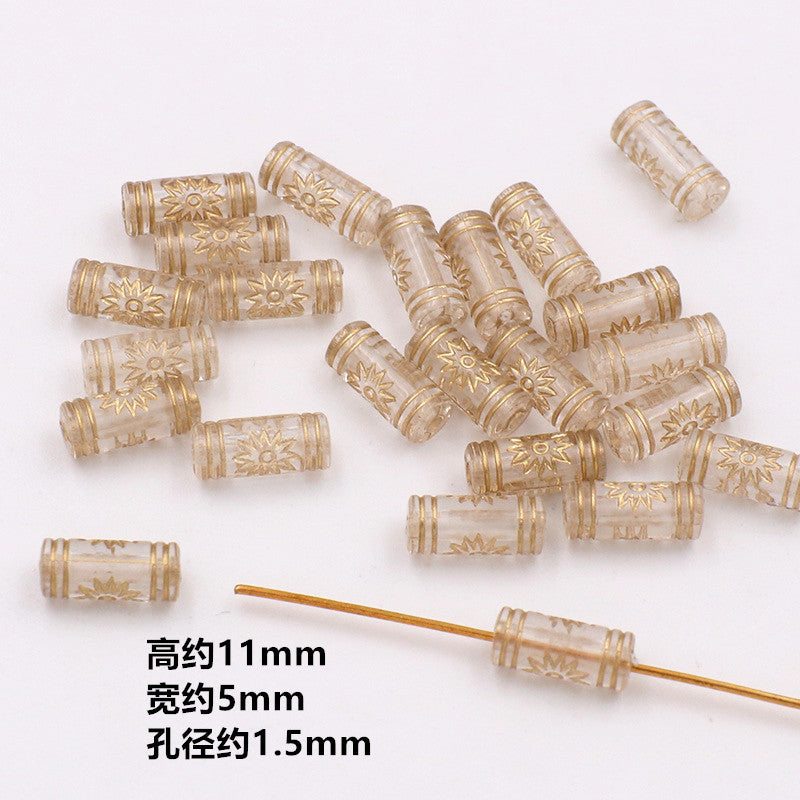 Vintage Baroque Flower Acrylic Beads Gilded Transparent 10pcs 4
