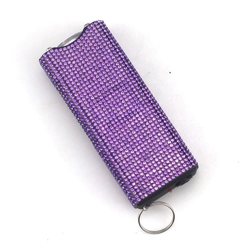 Rhinestone Self Defense Keychain Rechargeable Flashlight Electric Shock 18