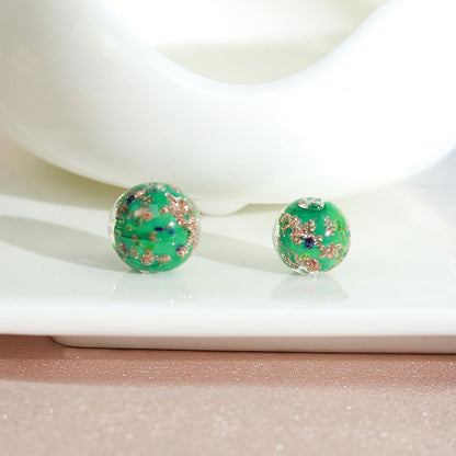 Lampwork Glass Beads Round 8 10 12mm Colorful Gold Foil 100pcs 14