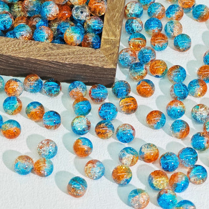 Crackle Round Glass Beads 10mm Bright Multicolor 50pcs 9