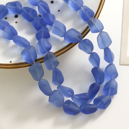 Frosted Glass Beads Organic Shape Translucent Colors 12x15mm 10pcs 6