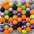 Bubblegum Beads 20mm Halloween Orange Black Purple Chunky Mix 50pcs