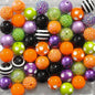 Bubblegum Beads 20mm Halloween Orange Black Purple Chunky Mix 50pcs