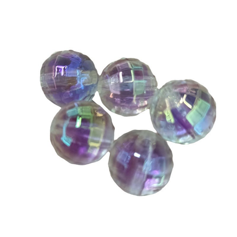 Plating Faceted Acrylic Beads 16mm Iridescent Mixed Colors 100pcs 5