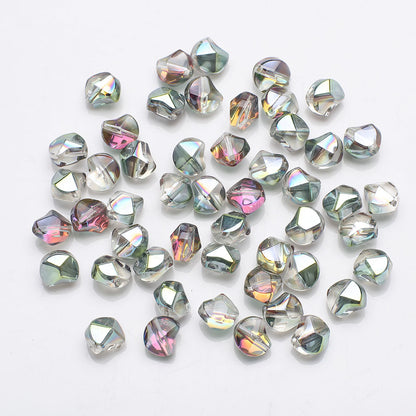Faceted Four Sided Glass Beads 8mm Electroplated Colorful 50pcs 10