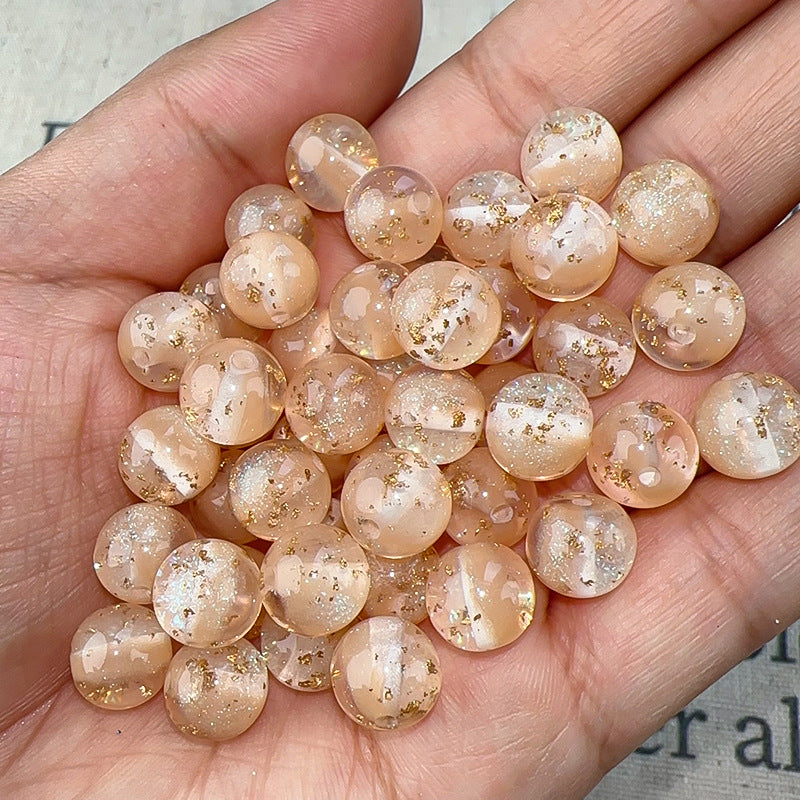 Semi-Transparent Gold Foil Resin Beads 10mm Sparkle Mixed Colors 100pcs 5