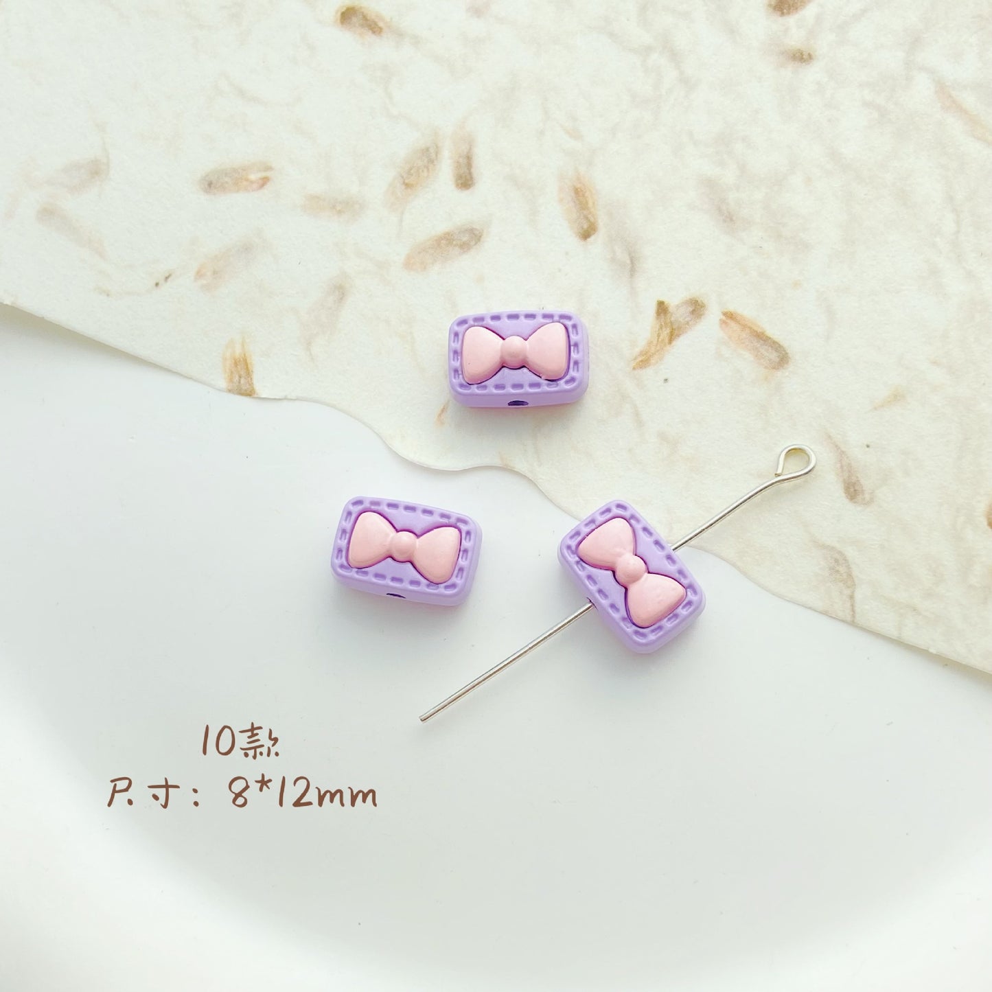 Cat Strawberry Moon Metal Beads Purple Tone Baking Painted 10pcs 12
