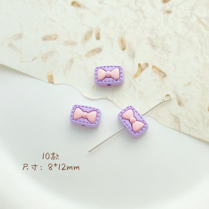 Cat Strawberry Moon Metal Beads Purple Tone Baking Painted 10pcs 12
