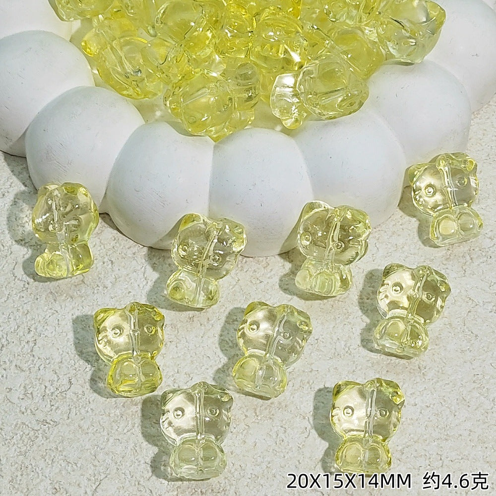 Gradient 3D Cat Figurine Glass Beads 20mm Pastel Colors 20pcs 13
