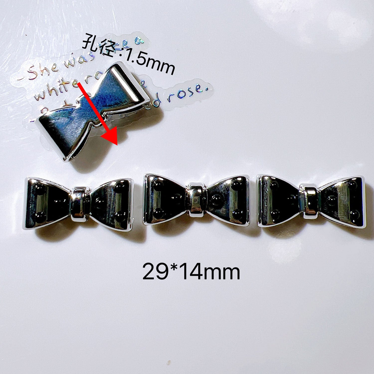 Plated Bow and Star Acrylic Beads Silver Metallic 10pcs 3