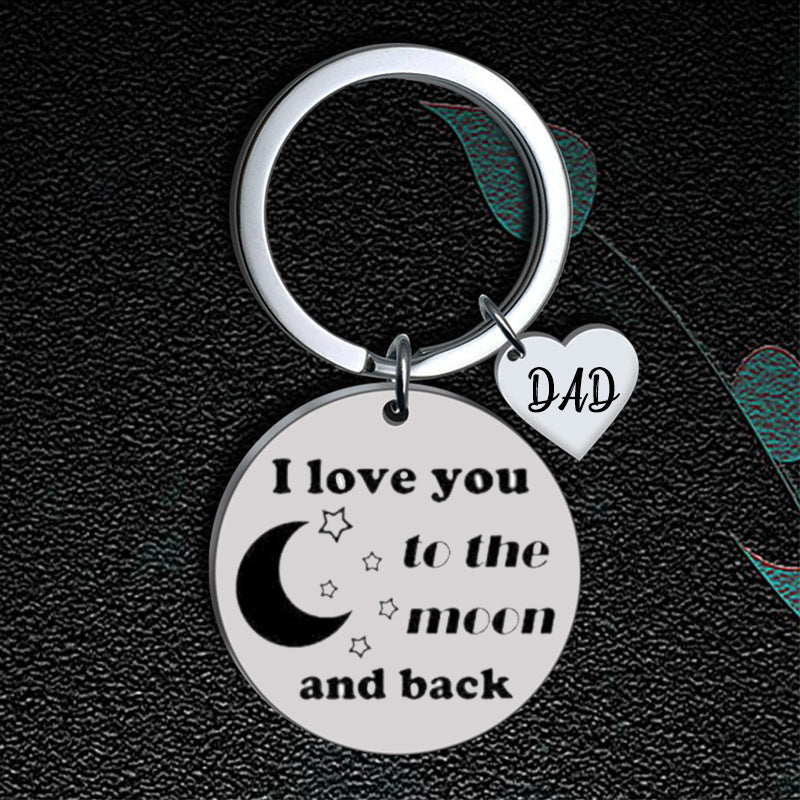 Stainless Steel Star Moon I Love You Inspirational Keychain