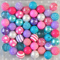 Bubblegum Beads 20mm Rosy Red Blue Purple Glitter Stripes Chunky Mix 50pcs