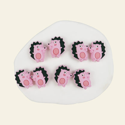 Silicone Focal Beads Hedgehog Colorful Side Profile 20pcs 5