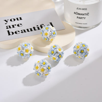 Flower Clay Beads 19mm Multicolor Handmade Polymer 20pcs 7