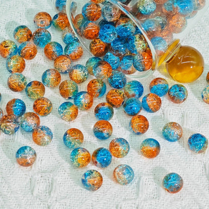 Crackle Glass Beads Round 10mm Transparent Mixed Colors 50pcs 78