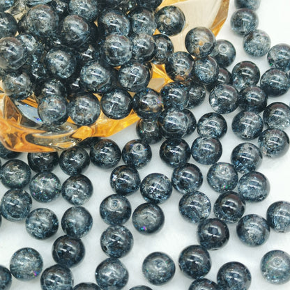 Crackle Glass Beads Round 10mm Transparent Mixed Colors 50pcs 57