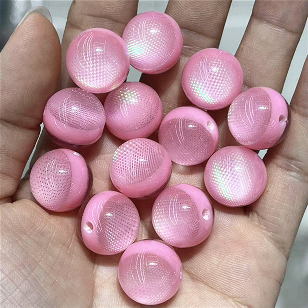 Imitation Opal Plaid Pattern Resin Beads 16mm Glossy Mixed Colors 100pcs 3