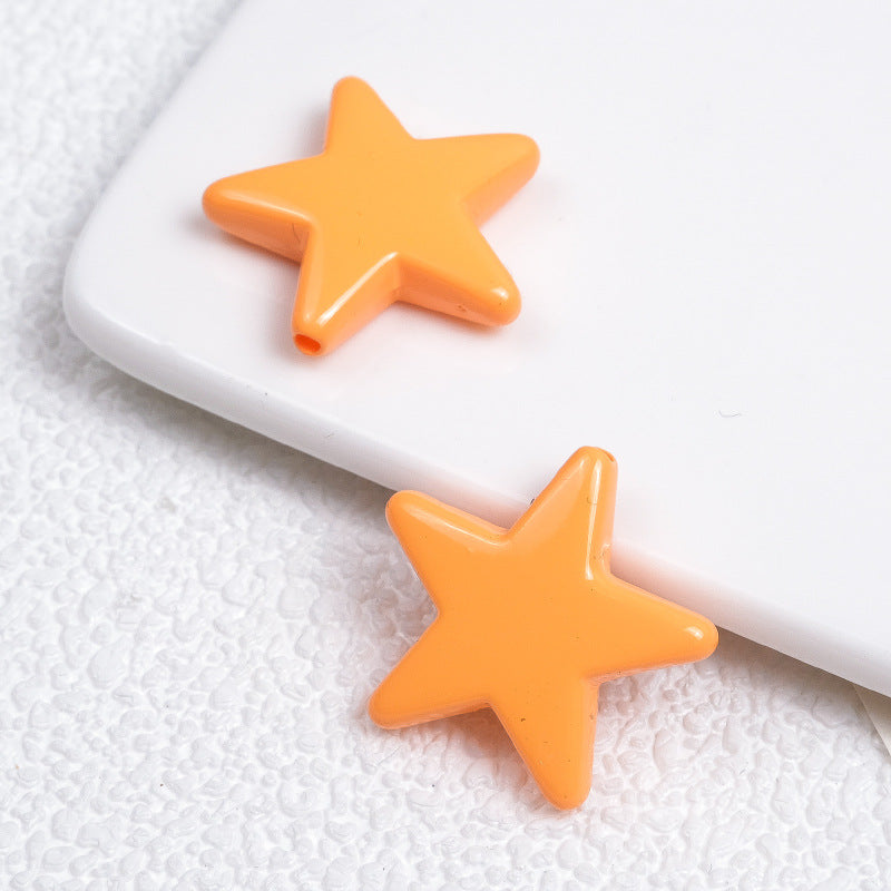 Painted Star Acrylic Beads 21mm Bright Colored Baking Finish 100pcs 12