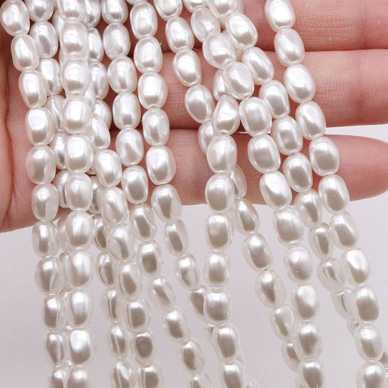 Imitation Pearl Irregular Cuboid Acrylic Beads 7mm White 500pcs 2