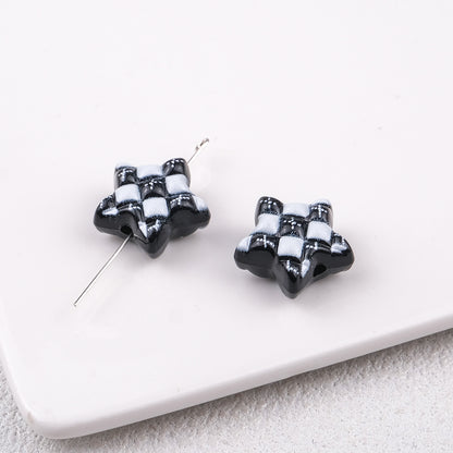 Waffle Pattern Star Acrylic Beads 19mm Colorful Mixed 20pcs 6