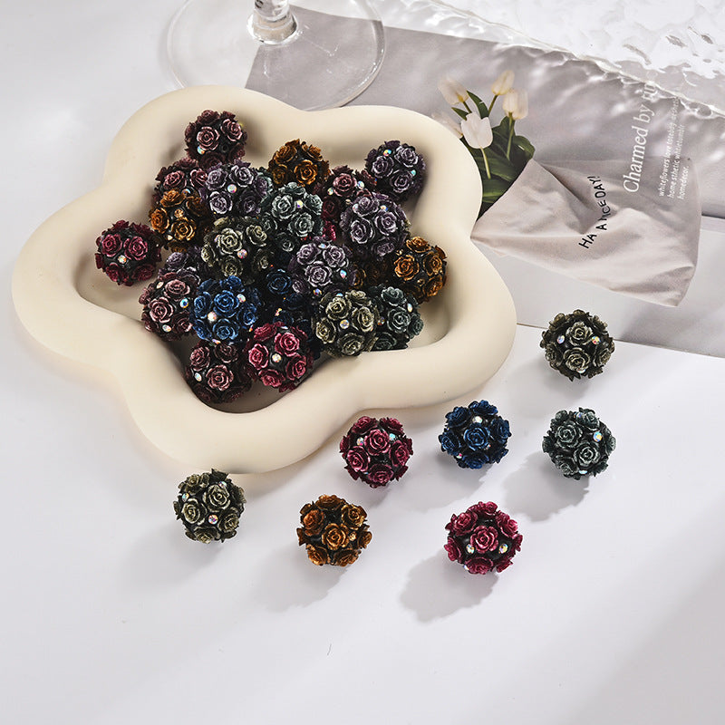 Flower Cluster Clay Beads 19mm Camellia Diamond Polymer 30pcs