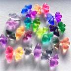 Matte Dual Color Bow Acrylic Beads 32mm Heart Shaped Loops 50pcs